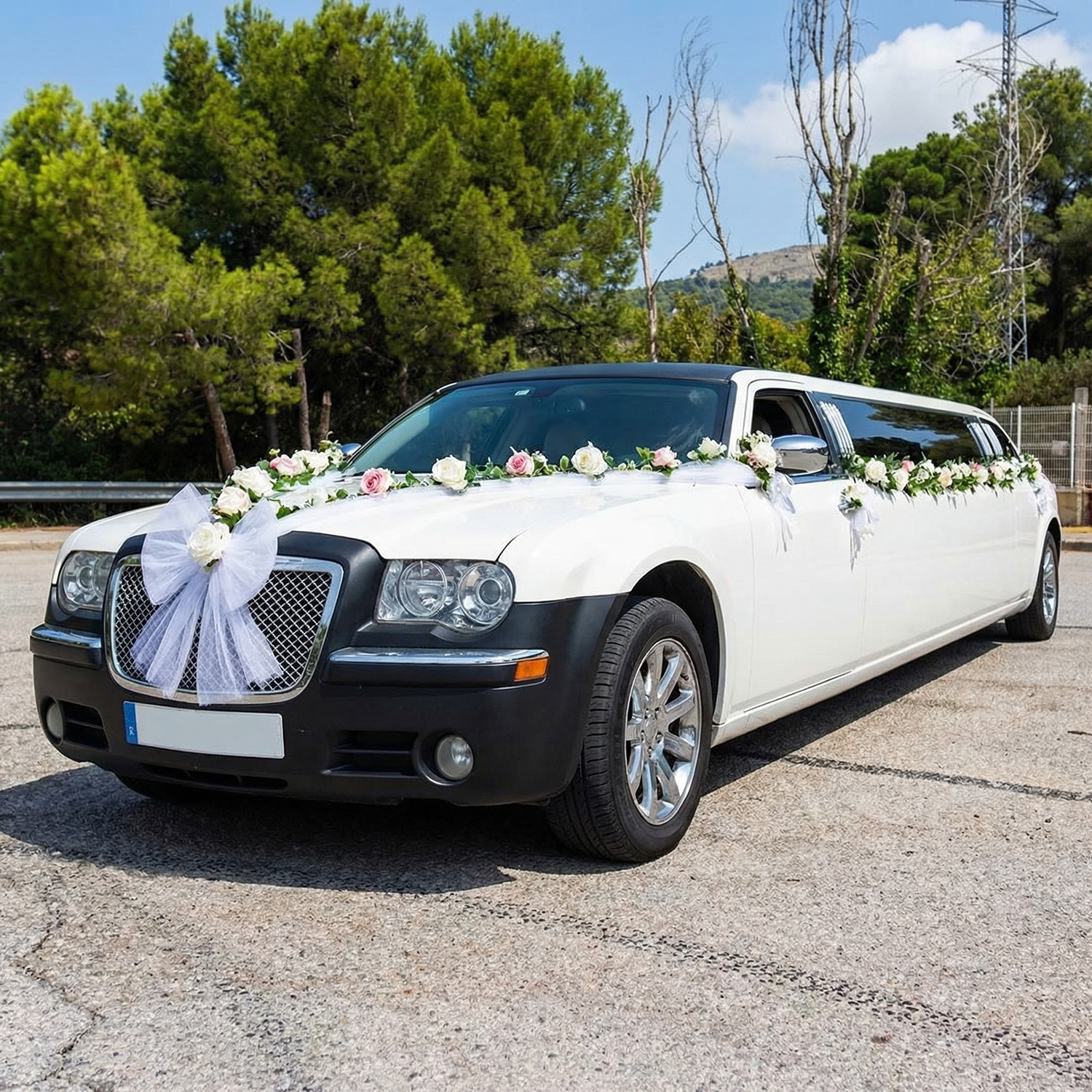 alquiler limusina decorada para bodas blanca